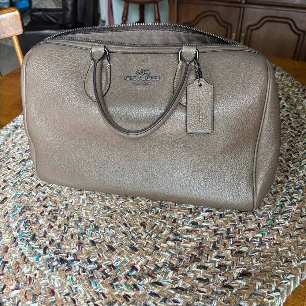 Coach Large Rowen in Dark Slate Pebbled Leather Bowling